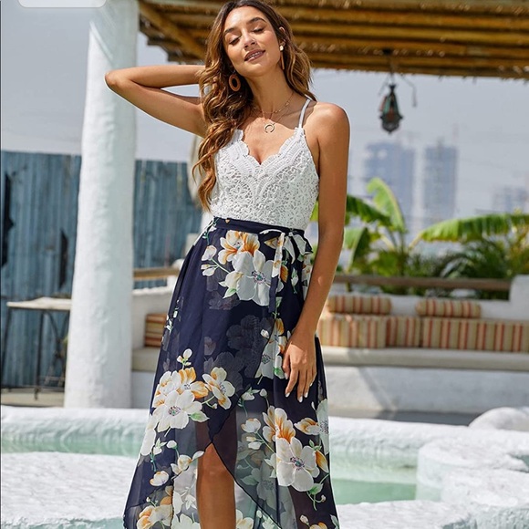 🌸Beautiful lace and chiffon summer dress - Picture 2 of 6